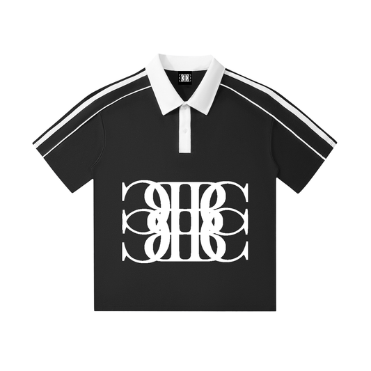 Beau Chaos Unisex "BC Mirror & BC Stack" Logo Contrast Collar Short-Sleeve Polo Shirt