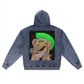 Beau Chaos Unisex "The Ugly Dude & BC Mirror" Logo Snow Wash Oversized Zip-Up Hoodie