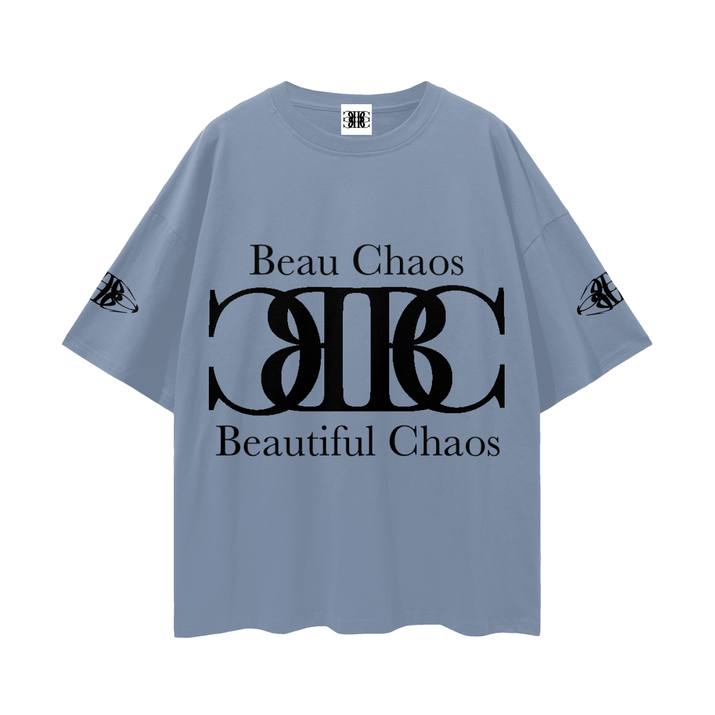 Beau Chaos Unisex "Name, Wide Stretch & BC Perspective" Logo Streetwear Loose Drop Shoulder T-Shirt