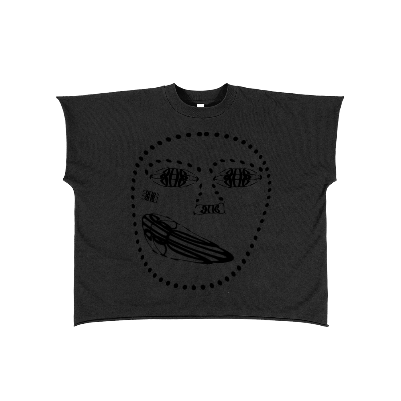 Beau Chaos Unisex "Face Phase 1 & 2" Logo Raw Edge Boxy Non-Shrink T-Shirt