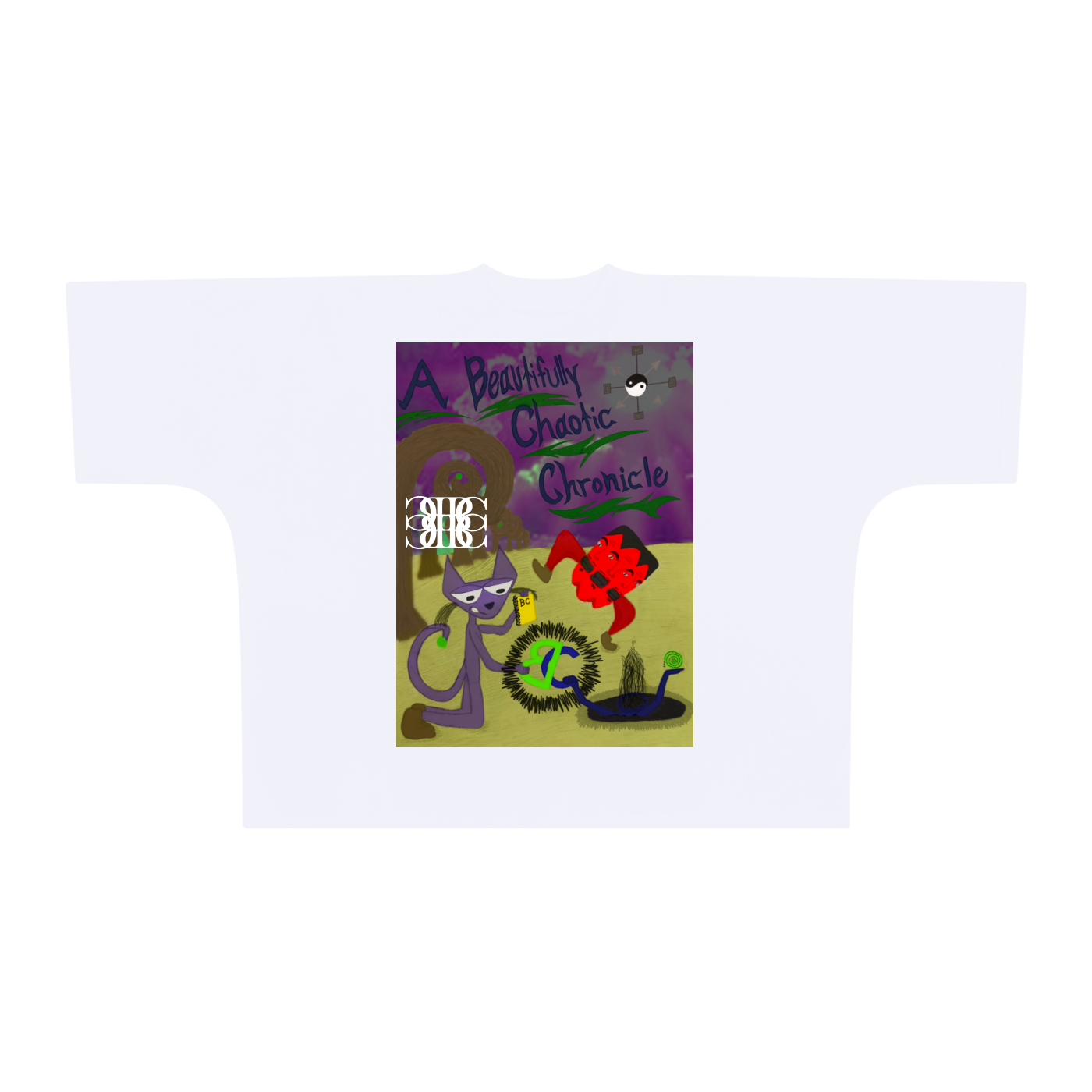 Beau Chaos Unisex "A Beautifully Chaotic Chronicle & BC Mirror" Logo Oversized One-Piece Boxy T-Shirt