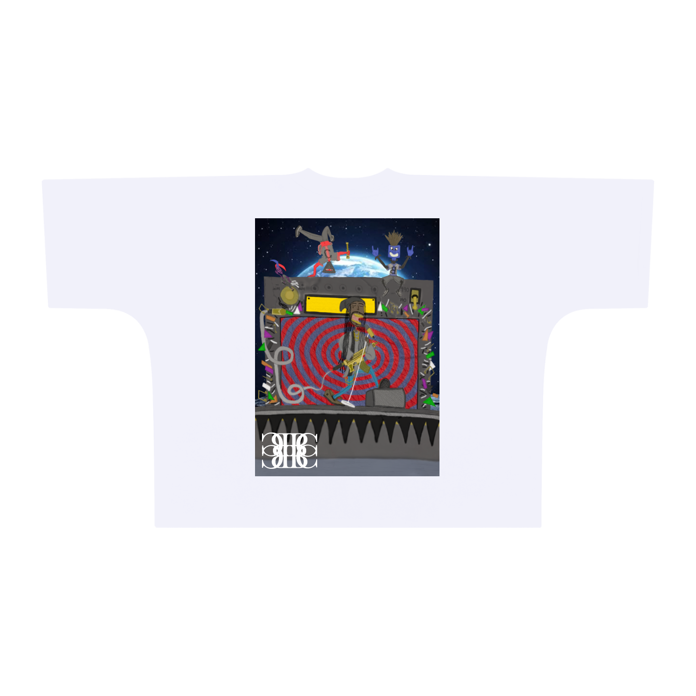 Beau Chaos Unisex "MoonRock & BC Mirror" Logo Oversized One-Piece Boxy T-Shirt