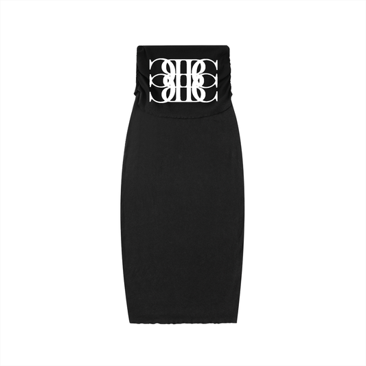 Beau Chaos Women's "BC Mirror" Logo Dyed Washed Straight Hip-Hugging Slim Maxi Skirt