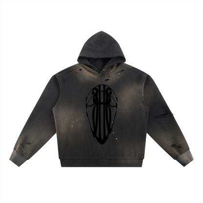 Beau Chaos Unisex "Tall Stretch & BC Stack" Logo Sun Fade Frayed Hoodie
