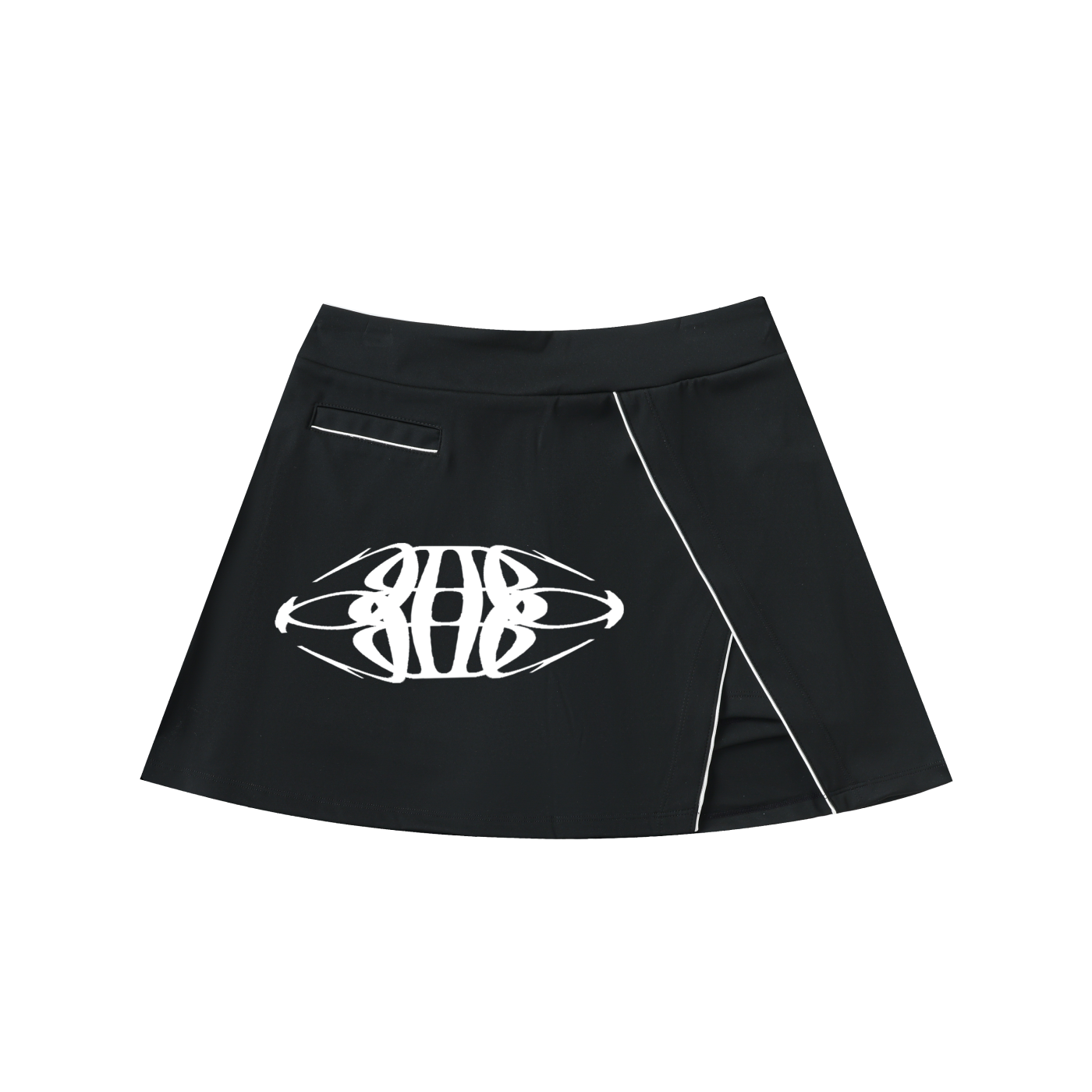 Beau Chaos Women's "Wide Stretch" Logo High-Waist Pocketed A-Line Skirt