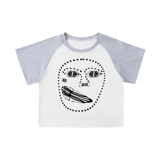 Beau Chaos Women's "Face Phase 1 & 2" Logo Color-Blocked Sleeve Crop Top