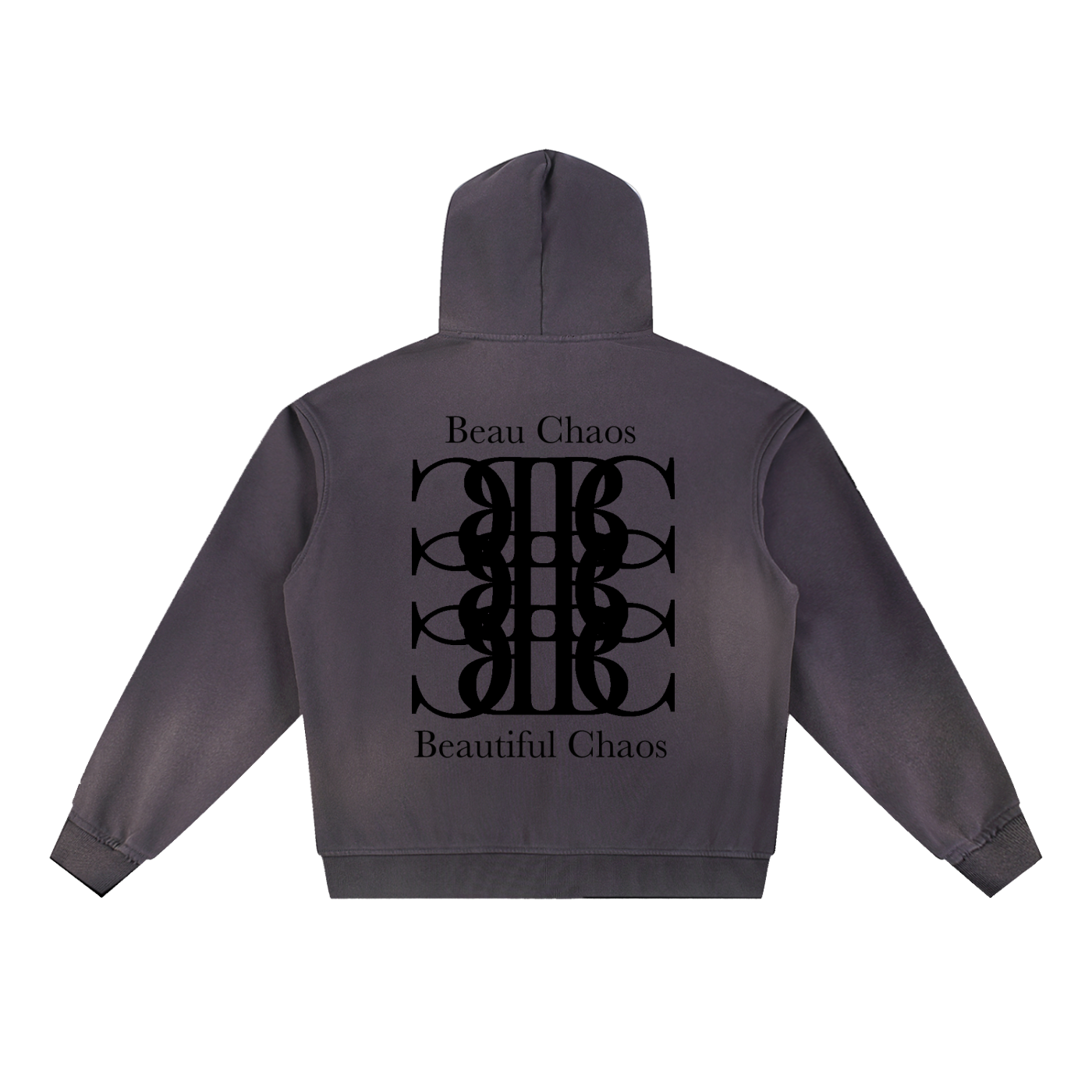 Beau Chaos Unisex "Tall Stretch & BC Stack" Logo Sun Fade Frayed Hoodie