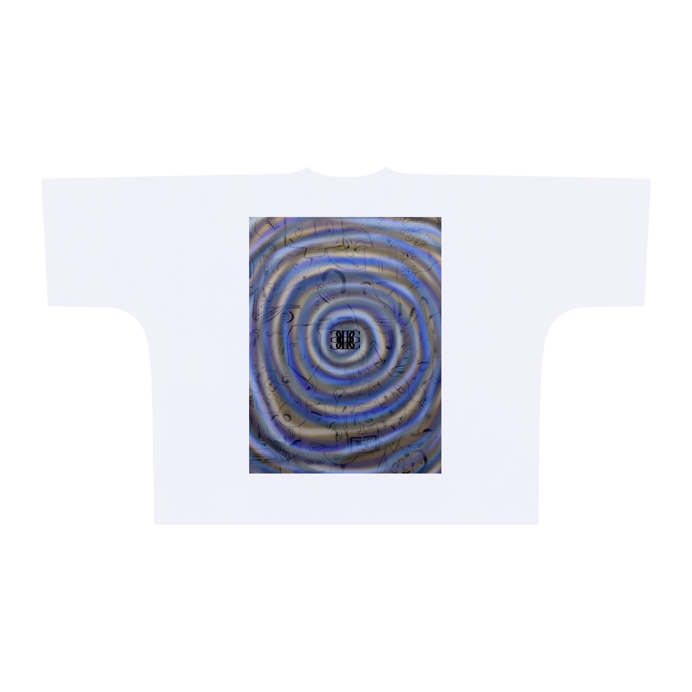 Beau Chaos Unisex “Face Collage & BC Mirror” Logo Oversized One-Piece Boxy T-Shirt