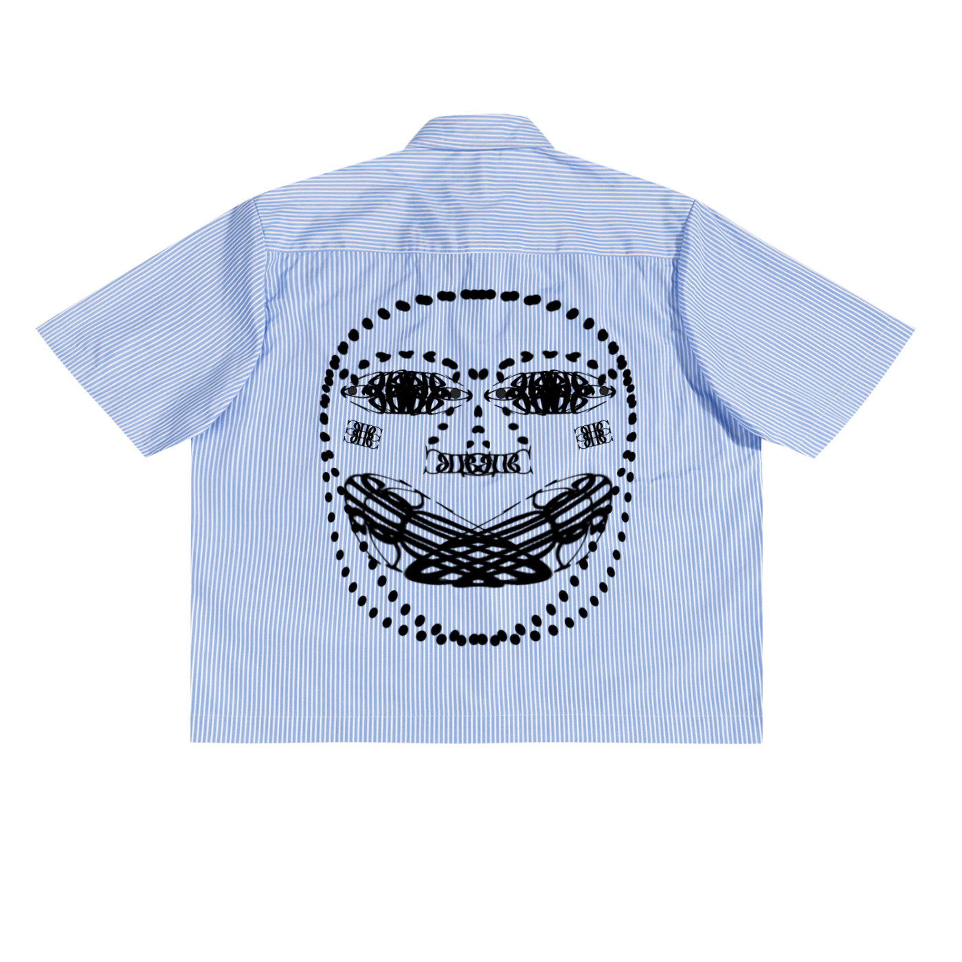 Beau Chaos Unisex "Name, Face Phase 2 & 3" Logo Oversized Vertical Stripe Boxy Shirt