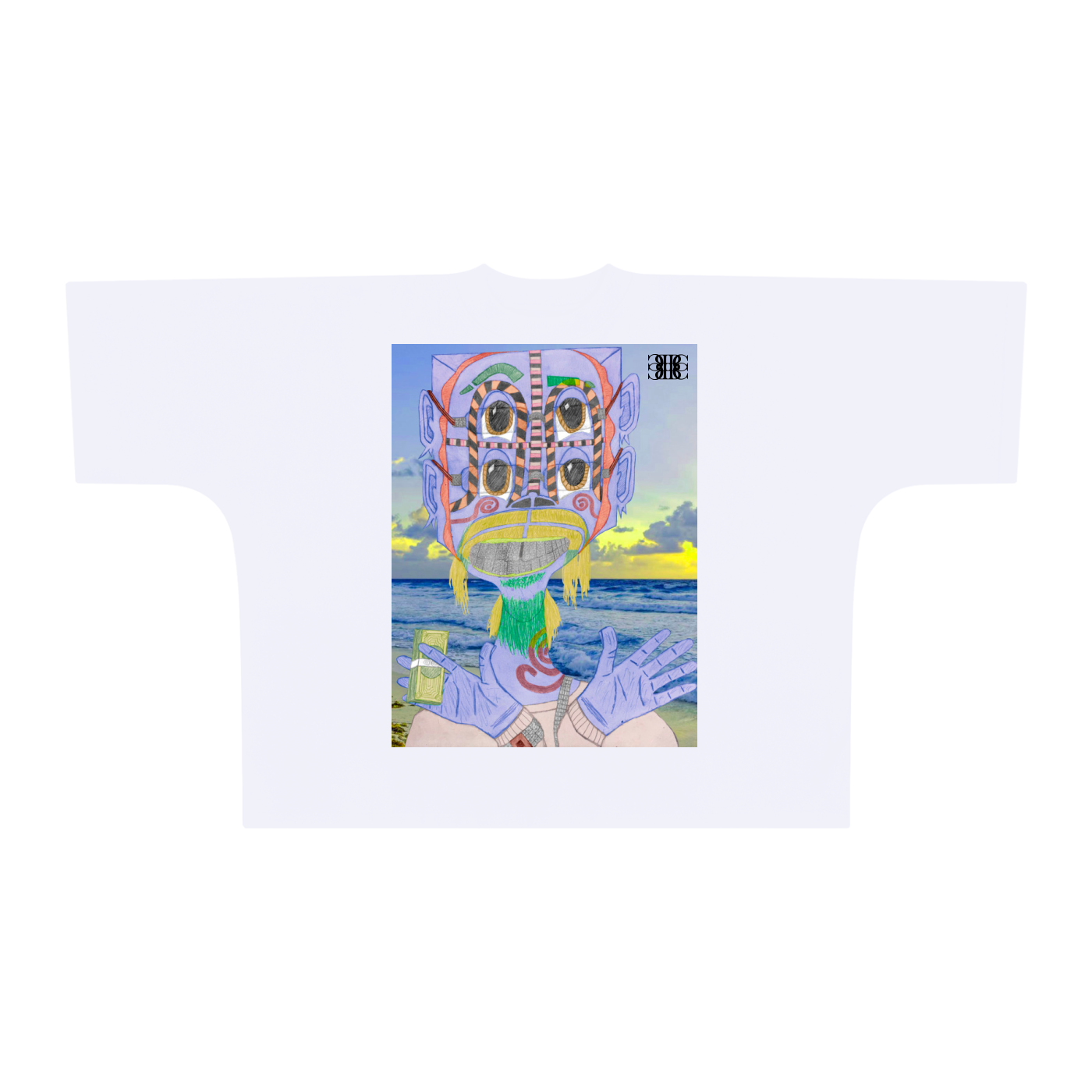 Beau Chaos Unisex "Money Mizzle & BC Mirror" Logo Oversized One-Piece Boxy T-Shirt