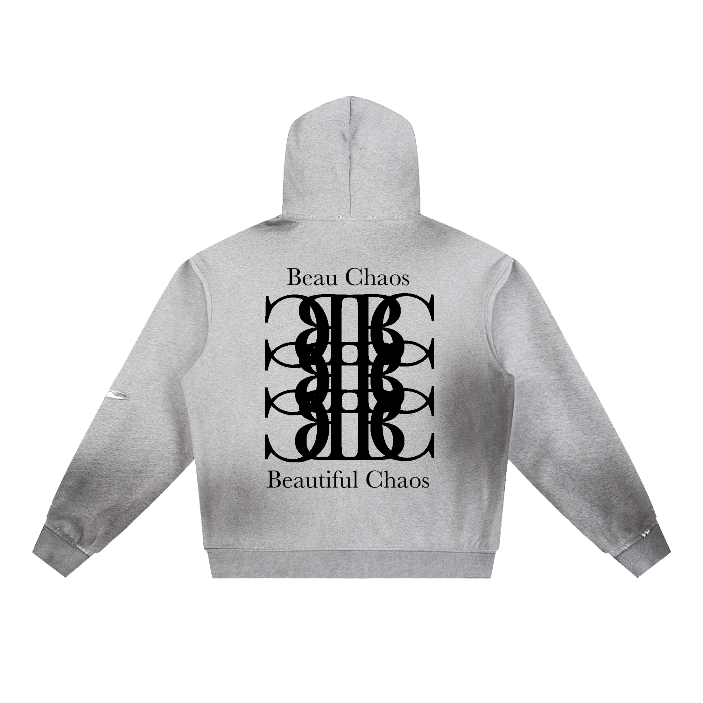 Beau Chaos Unisex "Tall Stretch & BC Stack" Logo Sun Fade Frayed Hoodie