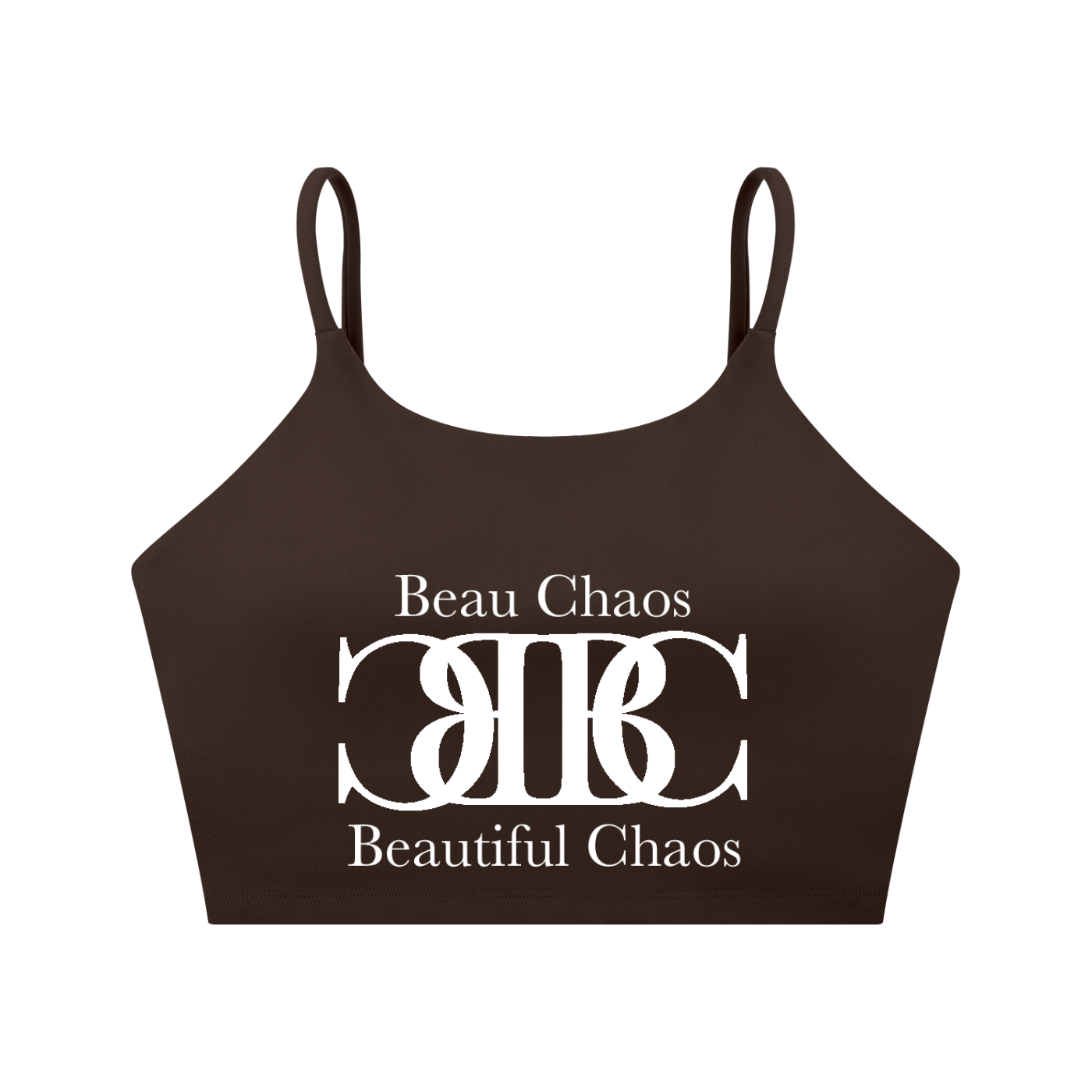 Beau Chaos Women's "Name & BC Mirror" Logo Spaghetti Strap Yoga Sports Bra