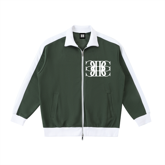 Beau Chaos Unisex "BC Mirror & BC Stack" Logo Contrast Trim Stand Collar Jacket