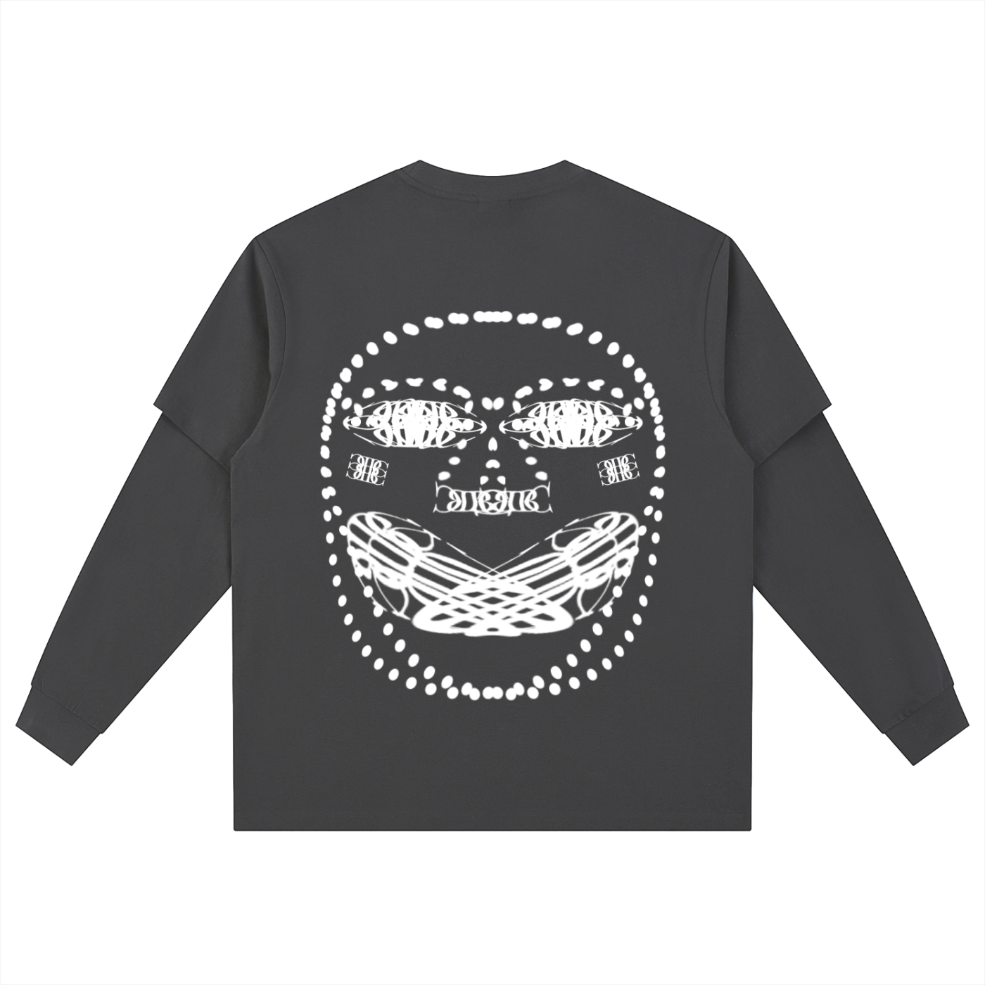 Beau Chaos Unisex "BC Mirror, Face Phase 2 & 3" Logo Layered Long Sleeve Oversized Tee