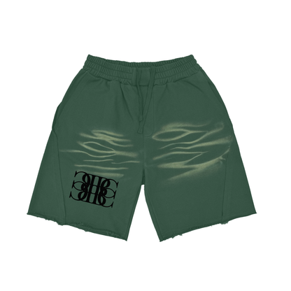 Beau Chaos Unisex "Tall & Wide Stretch" Logo Vintage Washed Tiger Stripes Short Pants