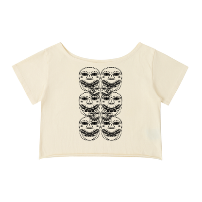 Beau Chaos Women's "Face Phase 3 & BC Mirror" Logo Off-Shoulder Rolled Hem T-Shirt