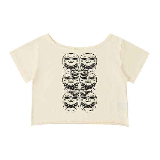 Beau Chaos Women's "Face Phase 3 & BC Mirror" Logo Off-Shoulder Rolled Hem T-Shirt