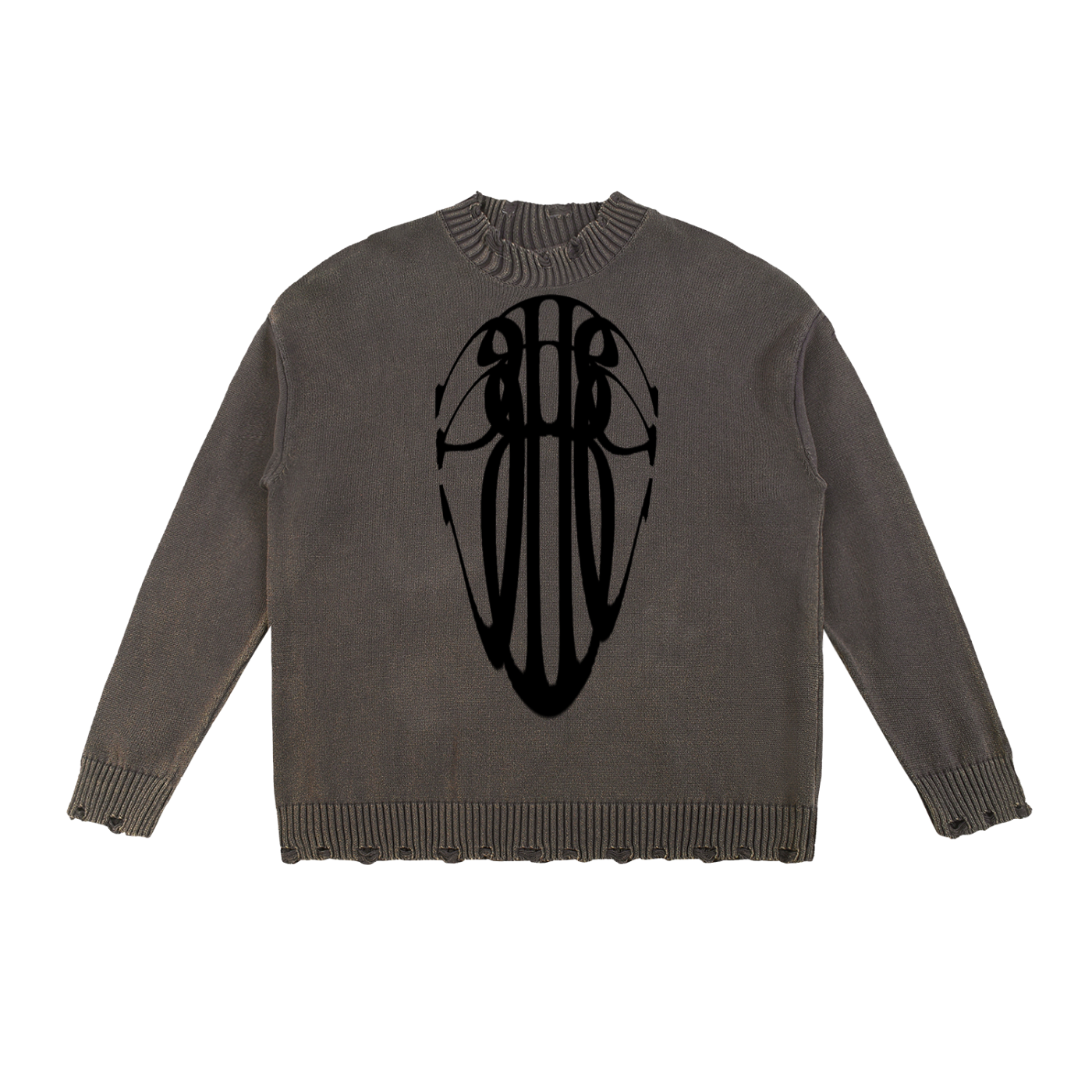 Beau Chaos Unisex "Tall Stretch & BC Stack" Logo Vintage Washed Hand-Frayed Sweater