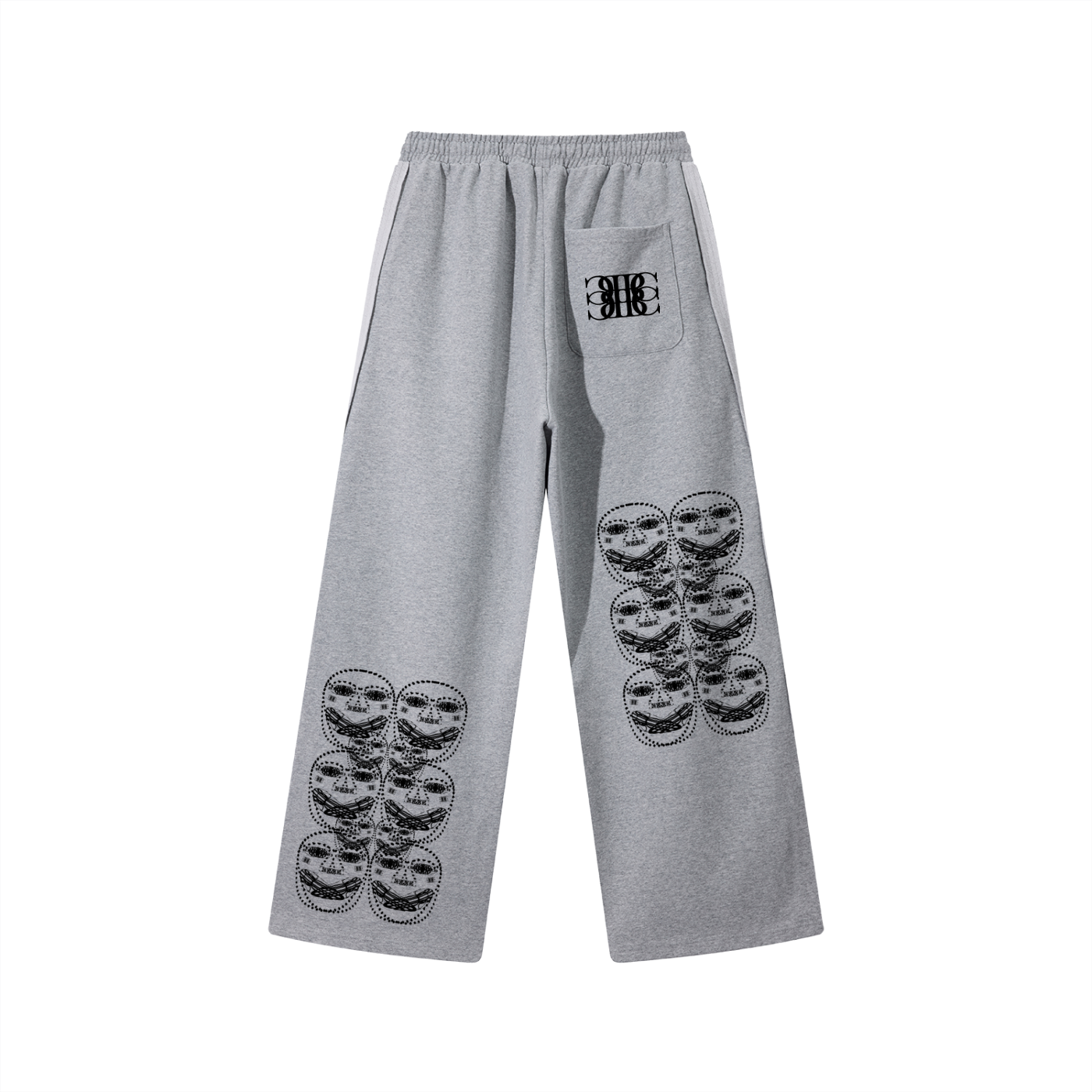 Beau Chaos Unisex "BC Mirror & Face Phase 3" Logo Contrast Tape Straight-Leg Sweatpants