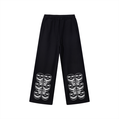 Beau Chaos Unisex "Face Phase 3" Logo Contrast Tape Straight-Leg Sweatpants