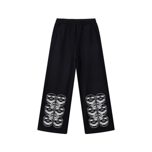 Beau Chaos Unisex "Face Phase 3" Logo Contrast Tape Straight-Leg Sweatpants