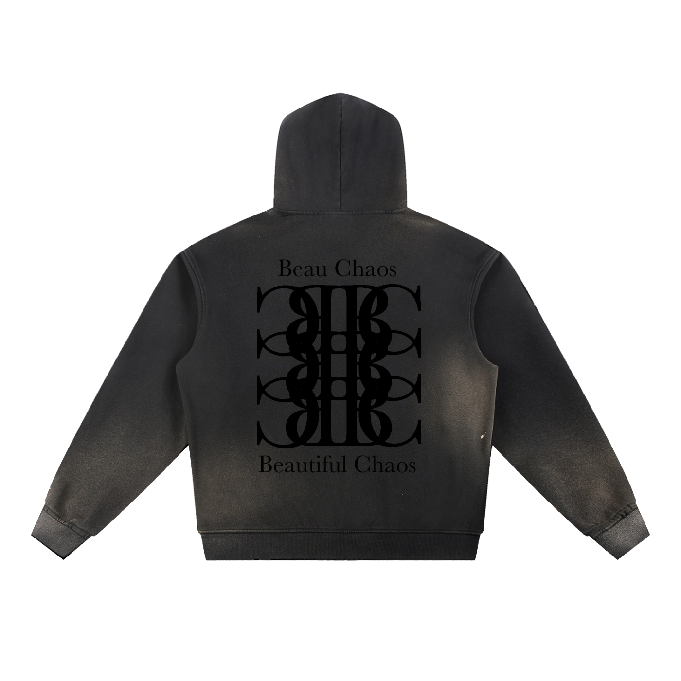 Beau Chaos Unisex "Tall Stretch & BC Stack" Logo Sun Fade Frayed Hoodie
