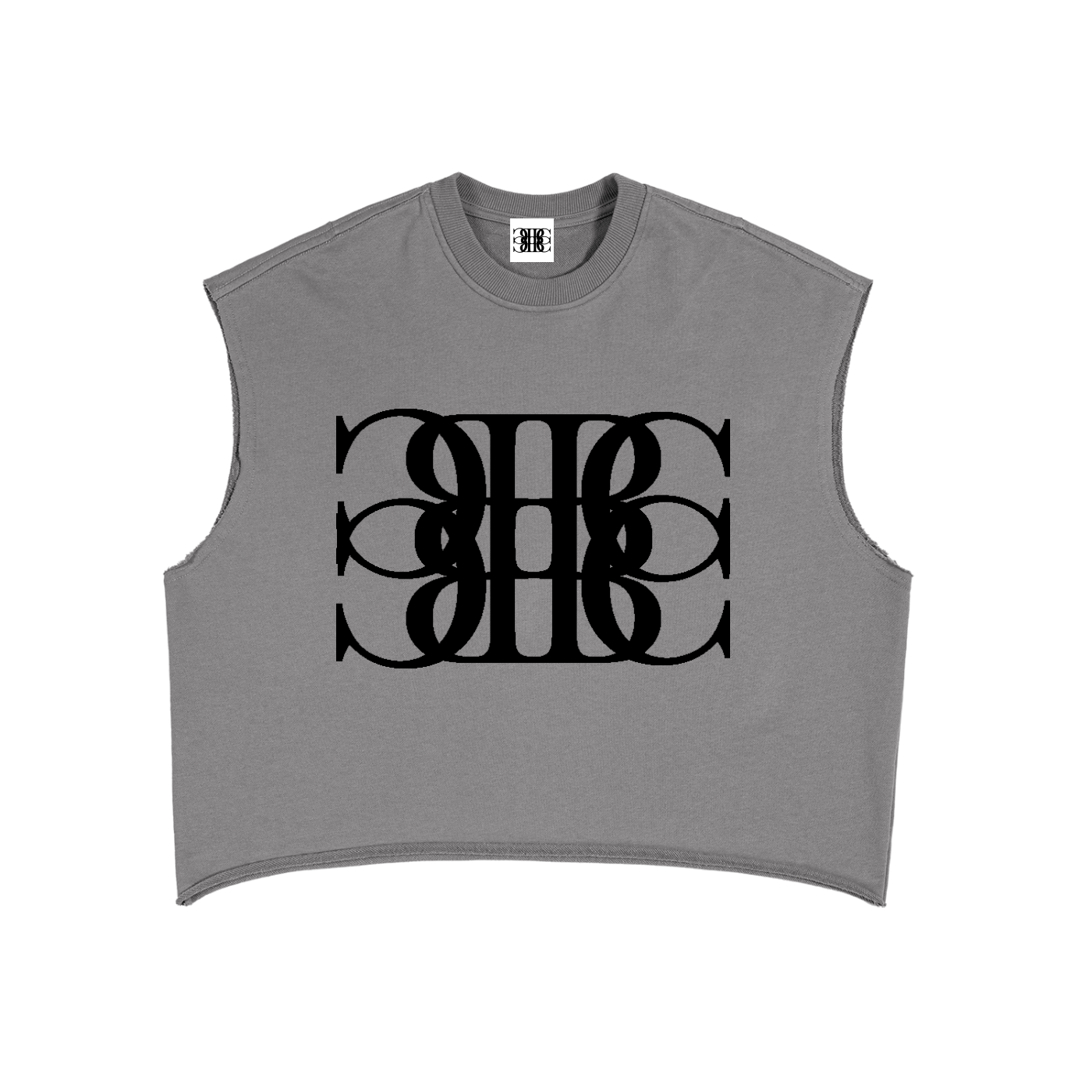 Beau Chaos Unisex "BC Mirror & Name" Logo French Terry Boxy Tank Top