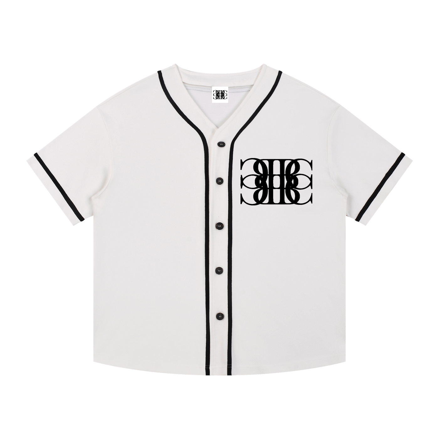 Beau Chaos Unisex "BC Mirror & Wide Stretch" Logo Contrast Piped Button-Up Jersey