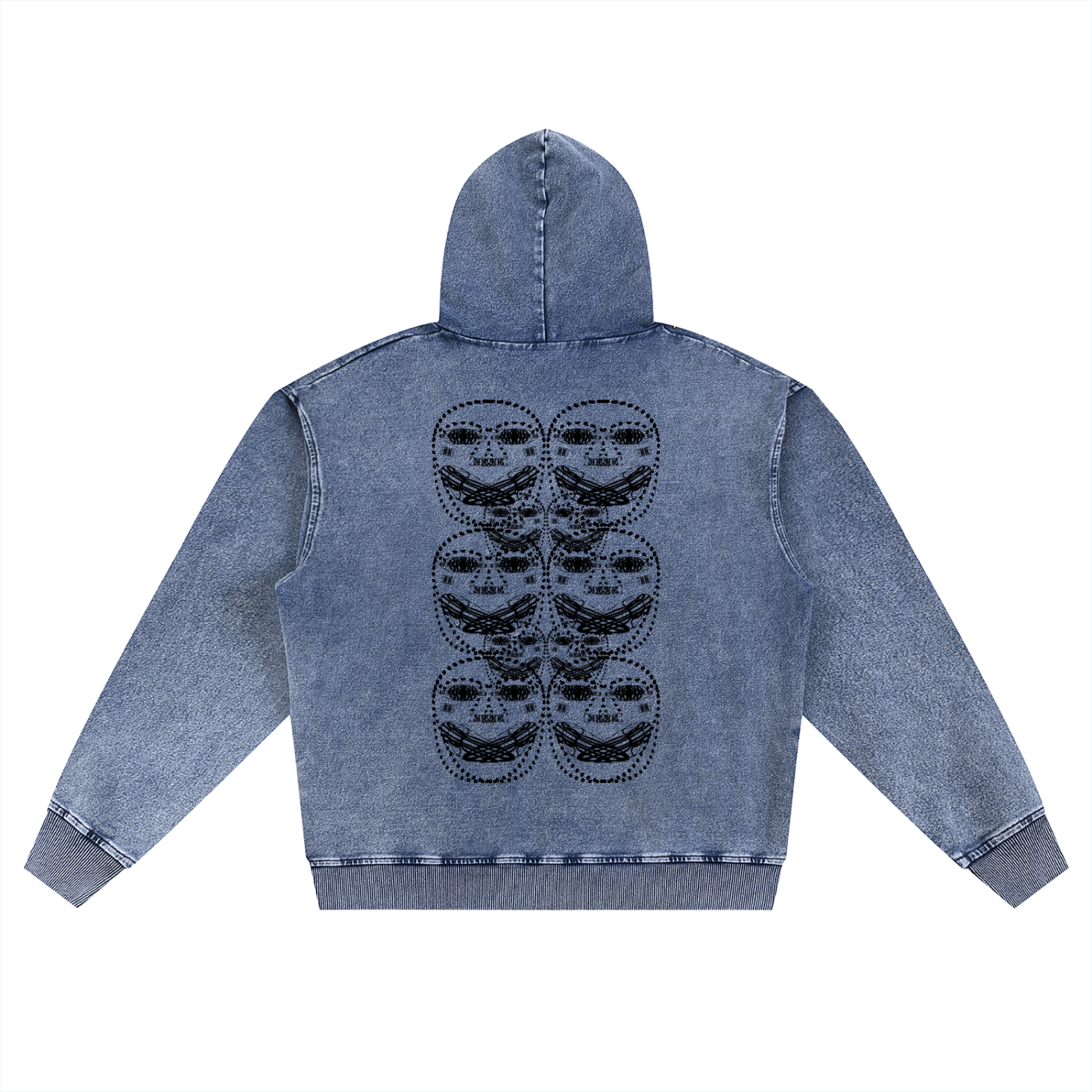 Beau Chaos Unisex "Face Phase 1, 2, & 3" Logo Snow Wash Oversized Zip-Up Hoodie