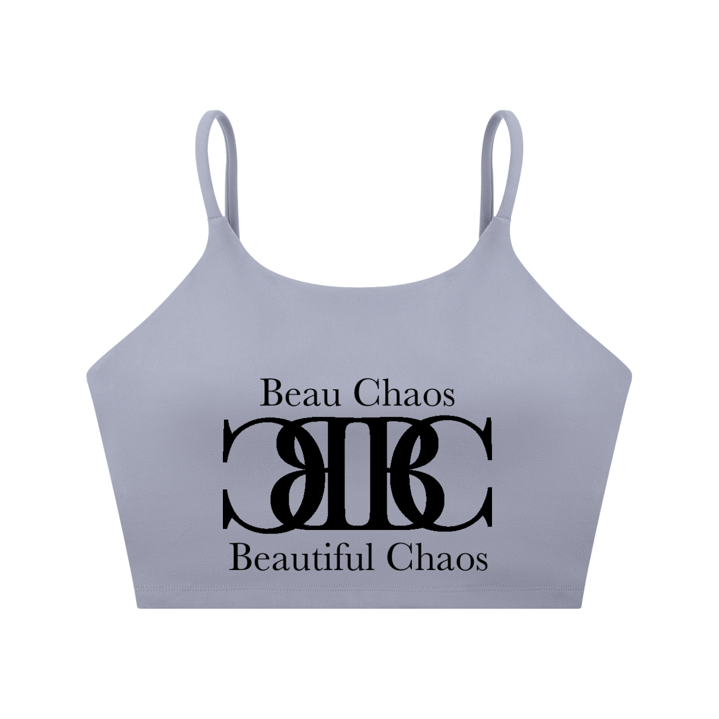Beau Chaos Women's "Name & BC Mirror" Logo Spaghetti Strap Yoga Sports Bra