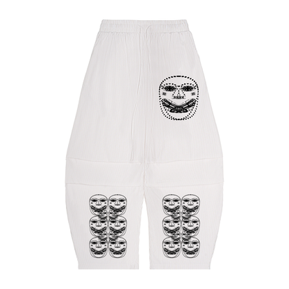 Beau Chaos Unisex "Name, Face Phase 2 & 3" Logo Vertical Stripe Drawstring Barrel Pants
