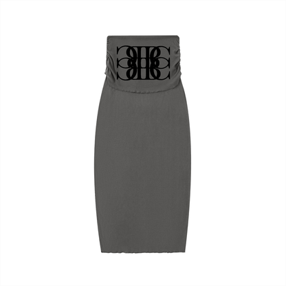 Beau Chaos Women's "BC Mirror" Logo Dyed Washed Straight Hip-Hugging Slim Maxi Skirt