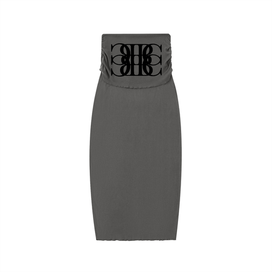 Beau Chaos Women's "BC Mirror" Logo Dyed Washed Straight Hip-Hugging Slim Maxi Skirt