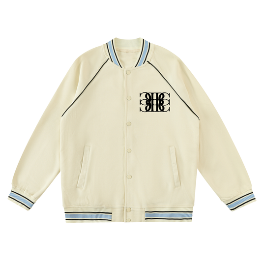 Beau Chaos Unisex "BC Mirror & Face Phase 1" Logo Contrast Trim Varsity Jacket