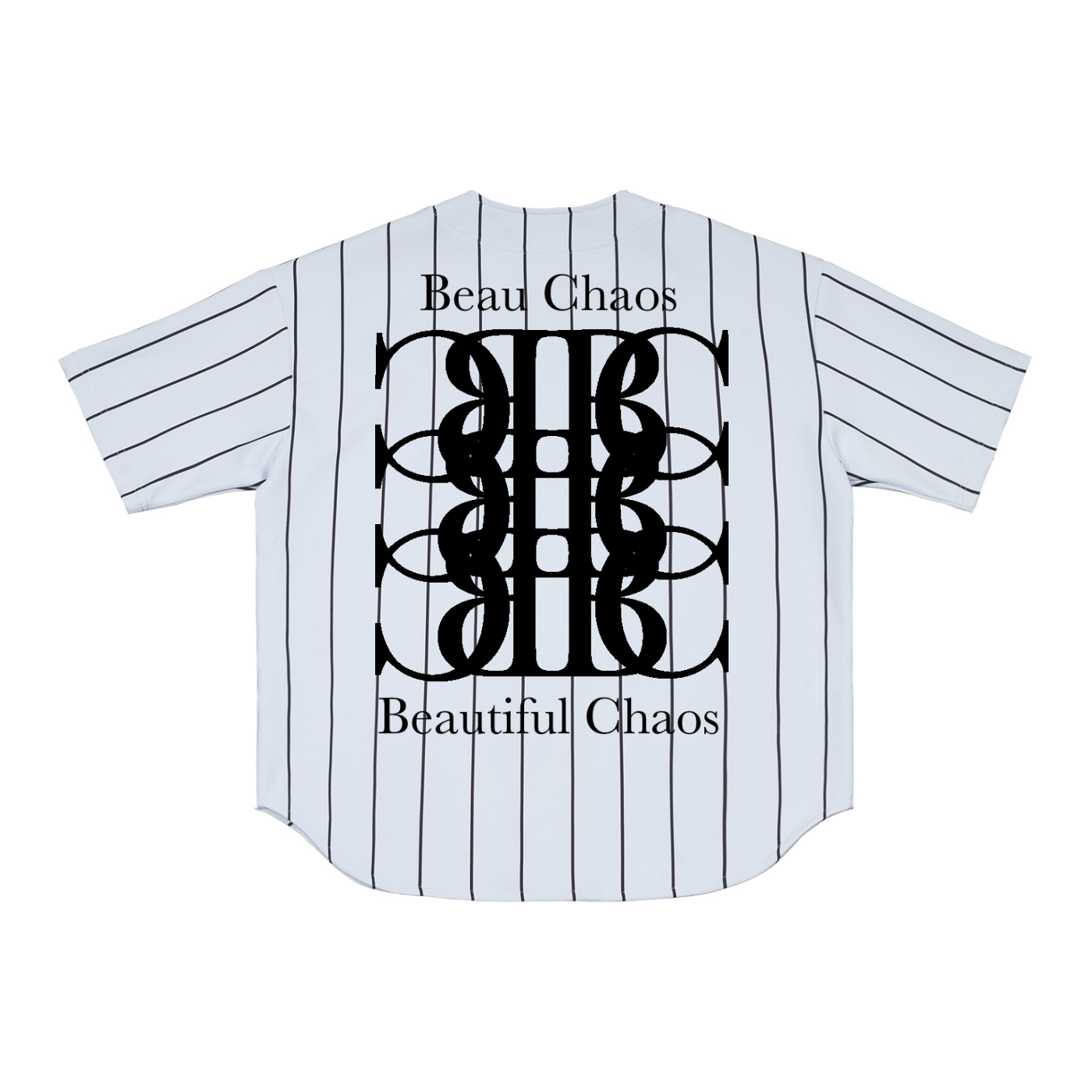 Beau Chaos Unisex "Face Phase 3 & BC Stack" Logo Pinstripe Baseball Jersey