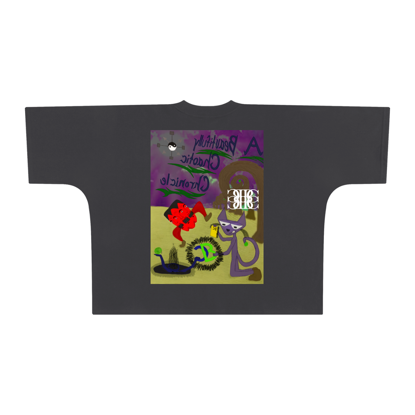 Beau Chaos Unisex "A Beautifully Chaotic Chronicle & BC Mirror" Logo Oversized One-Piece Boxy T-Shirt
