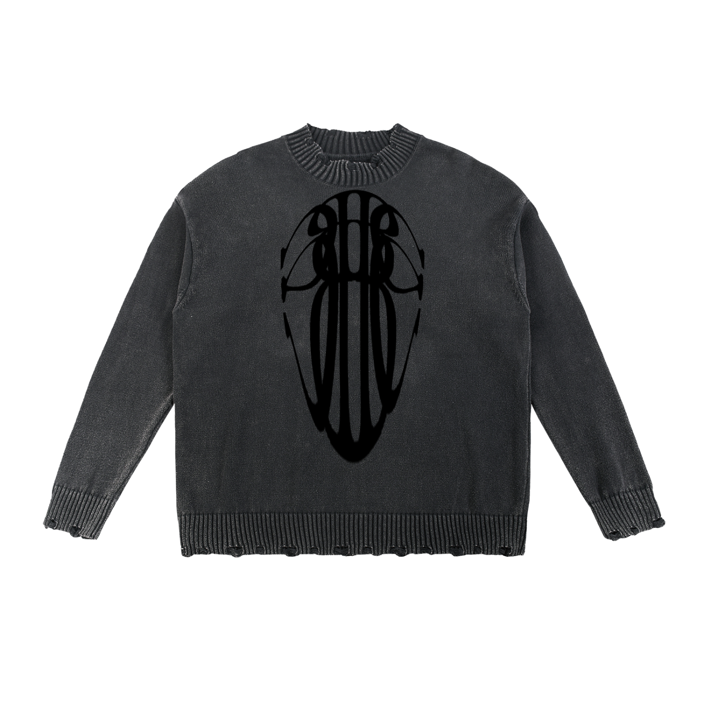 Beau Chaos Unisex "Tall Stretch & BC Stack" Logo Vintage Washed Hand-Frayed Sweater