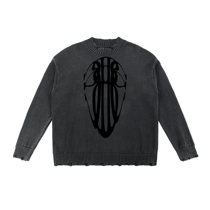 Beau Chaos Unisex "Tall Stretch & BC Stack" Logo Vintage Washed Hand-Frayed Sweater