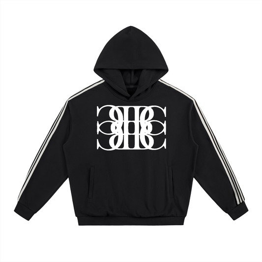 Beau Chaos Unisex "BC Mirror & BC Stack" Logo Side Stripe Drop-Shoulder Hoodie