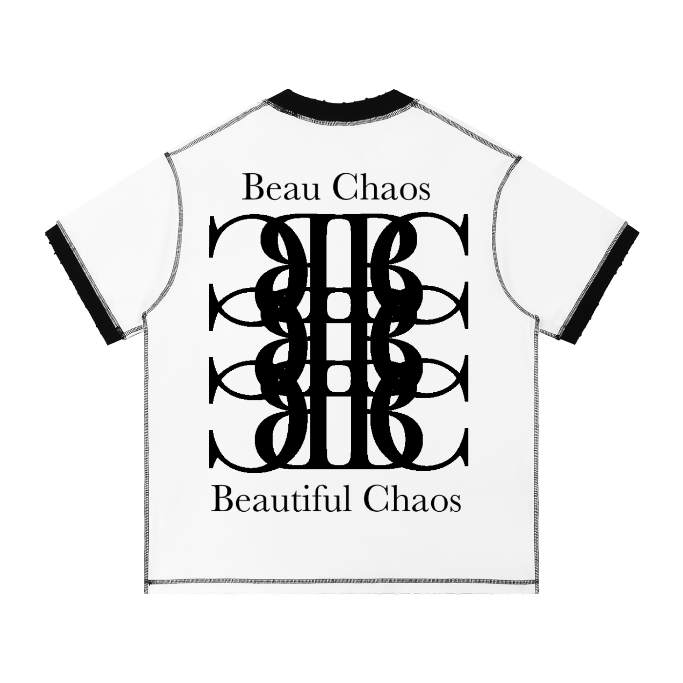 Beau Chaos Unisex" BC Perspective & BC Stack" Logo Contrast-Stitched T-Shirt