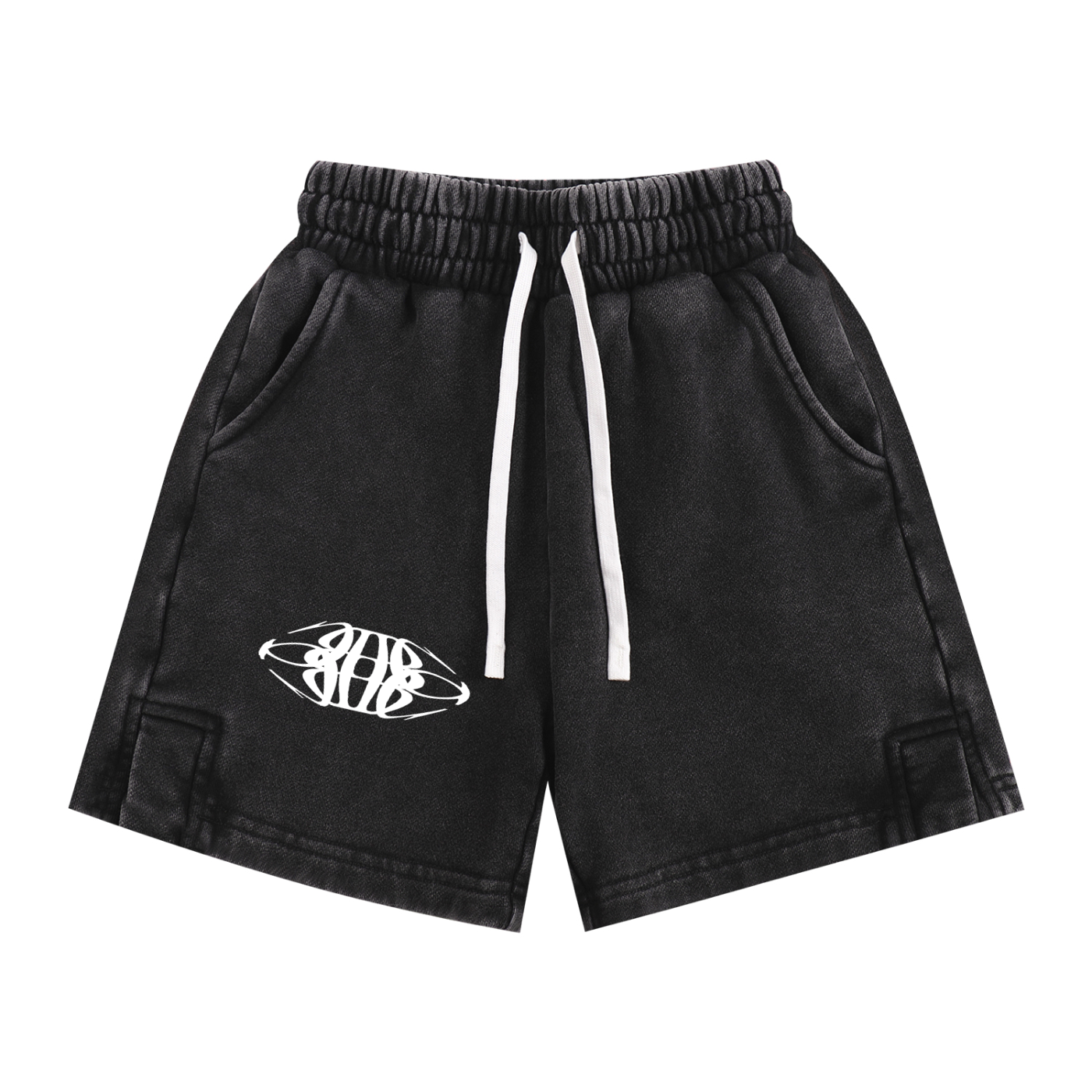 Beau Chaos Kids' "Tall & Wide Stretch" Logo Snow Washed Shorts