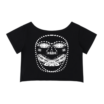 Beau Chaos Women's "Face Phase 2 & BC Mirror" Logo Off-Shoulder Rolled Hem T-Shirt