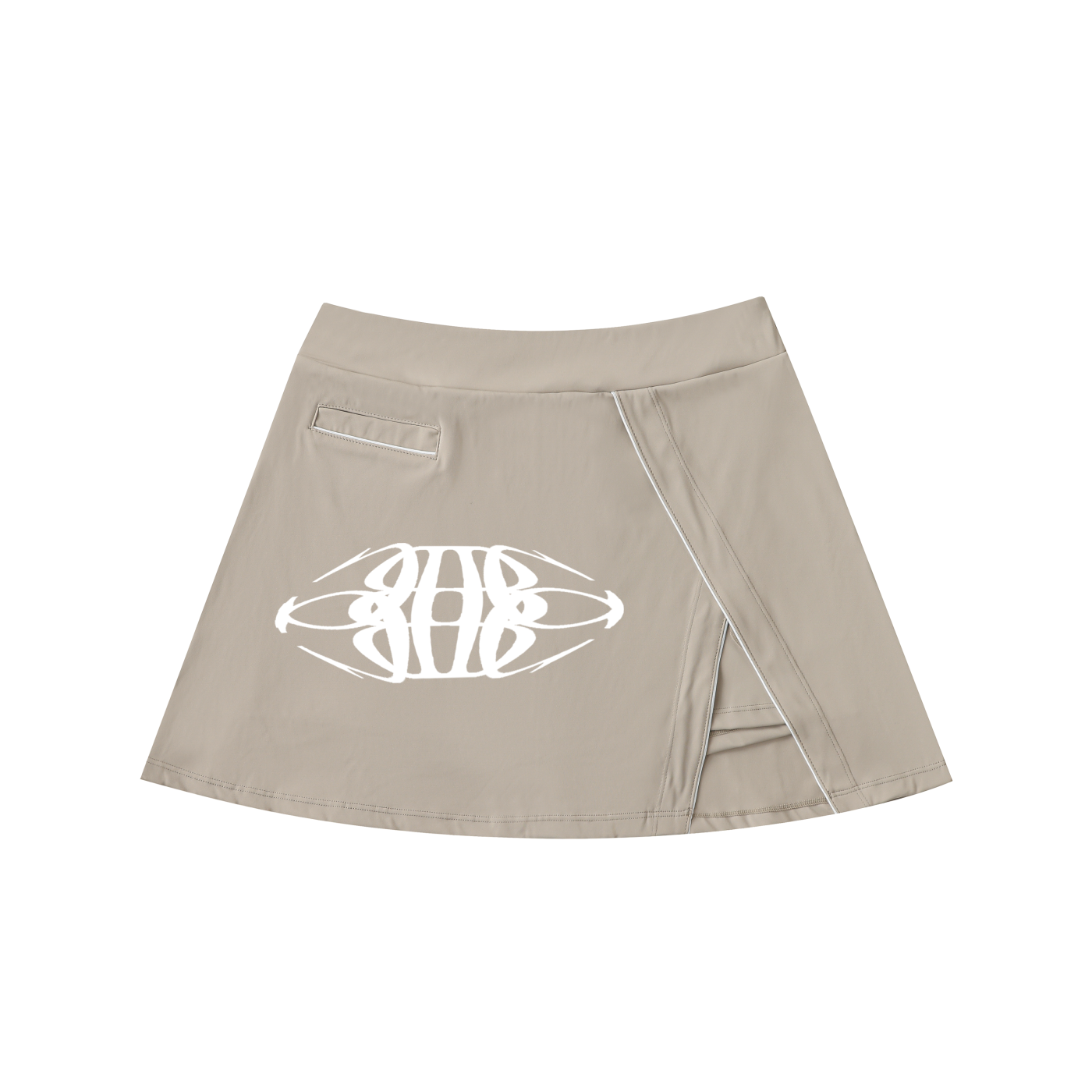 Beau Chaos Women's "Wide Stretch" Logo High-Waist Pocketed A-Line Skirt