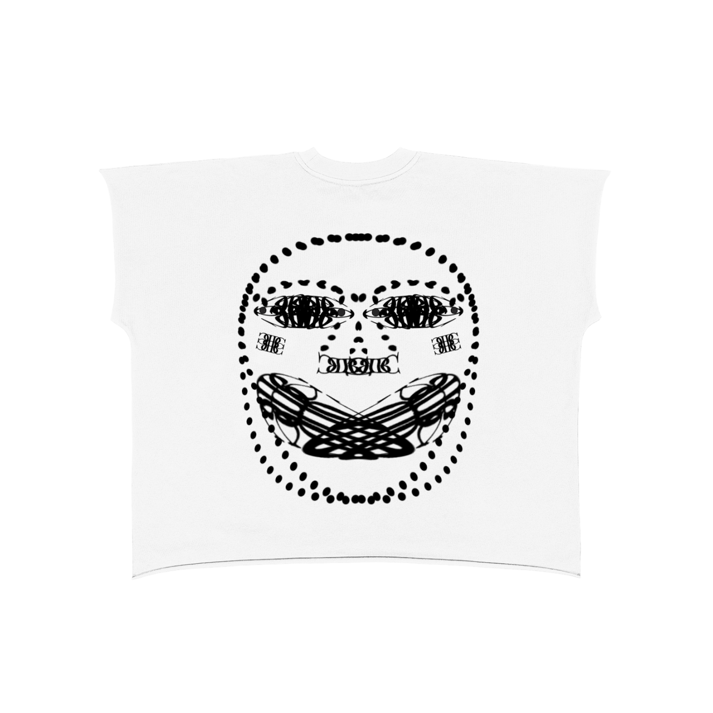 Beau Chaos Unisex "Face Phase 1 & 2" Logo Raw Edge Boxy Non-Shrink T-Shirt