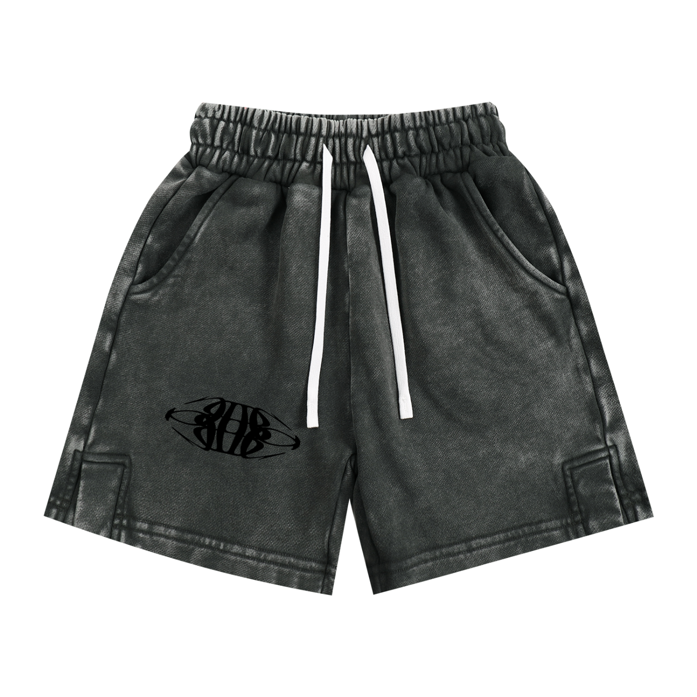 Beau Chaos Kids' "Tall & Wide Stretch" Logo Snow Washed Shorts