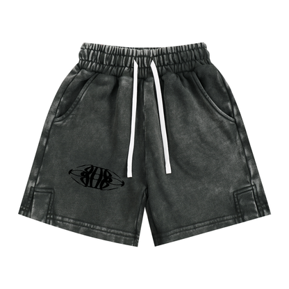 Beau Chaos Kids' "Tall & Wide Stretch" Logo Snow Washed Shorts