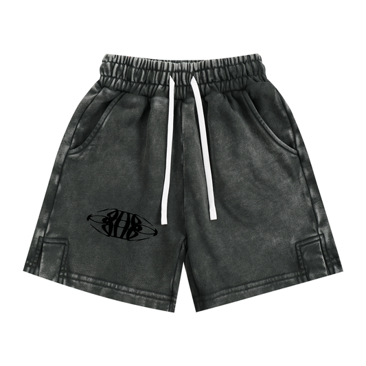 Beau Chaos Kids' "Tall & Wide Stretch" Logo Snow Washed Shorts