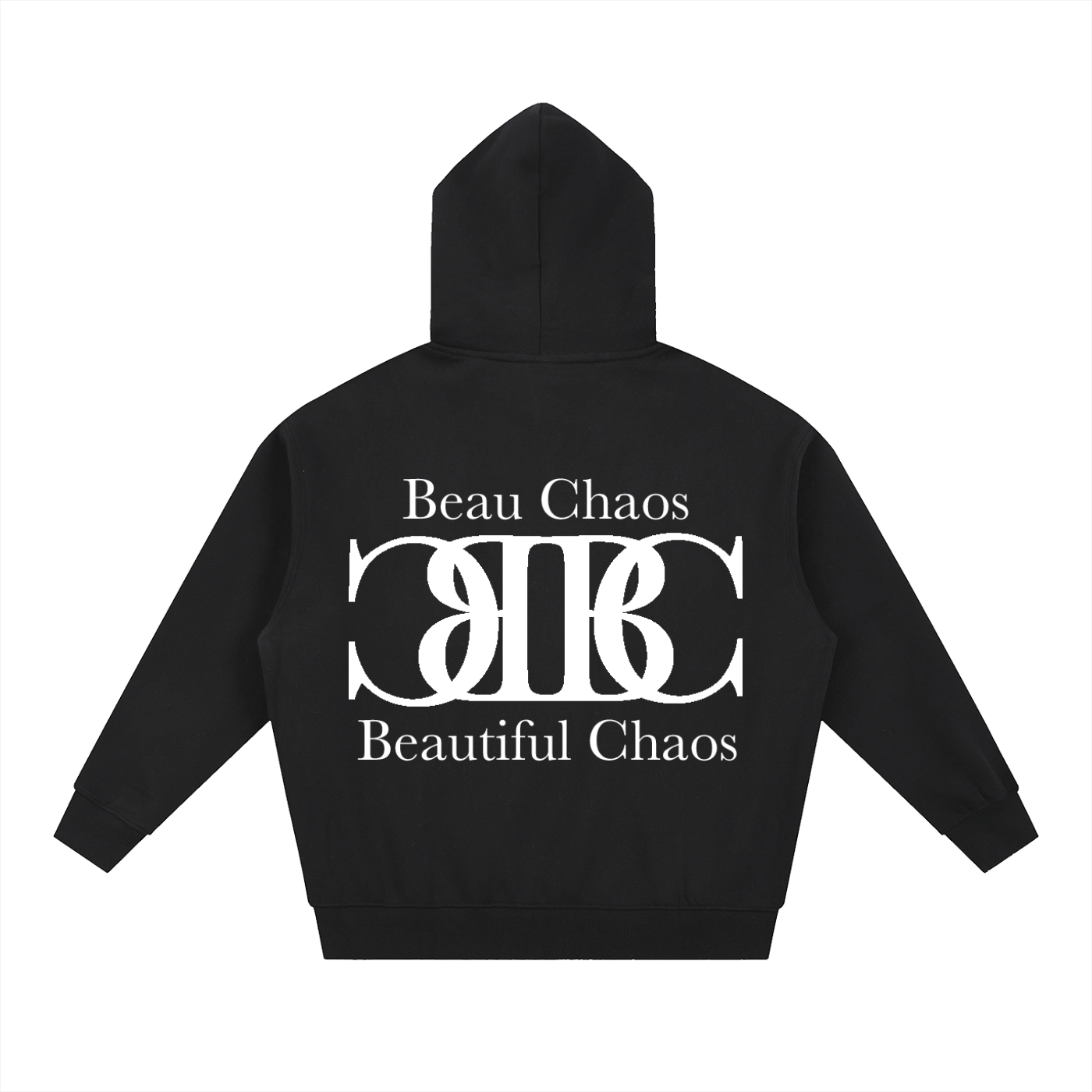 Beau Chaos Unisex "Name & BC Mirror" Logo Oversized Boxy Hoodie