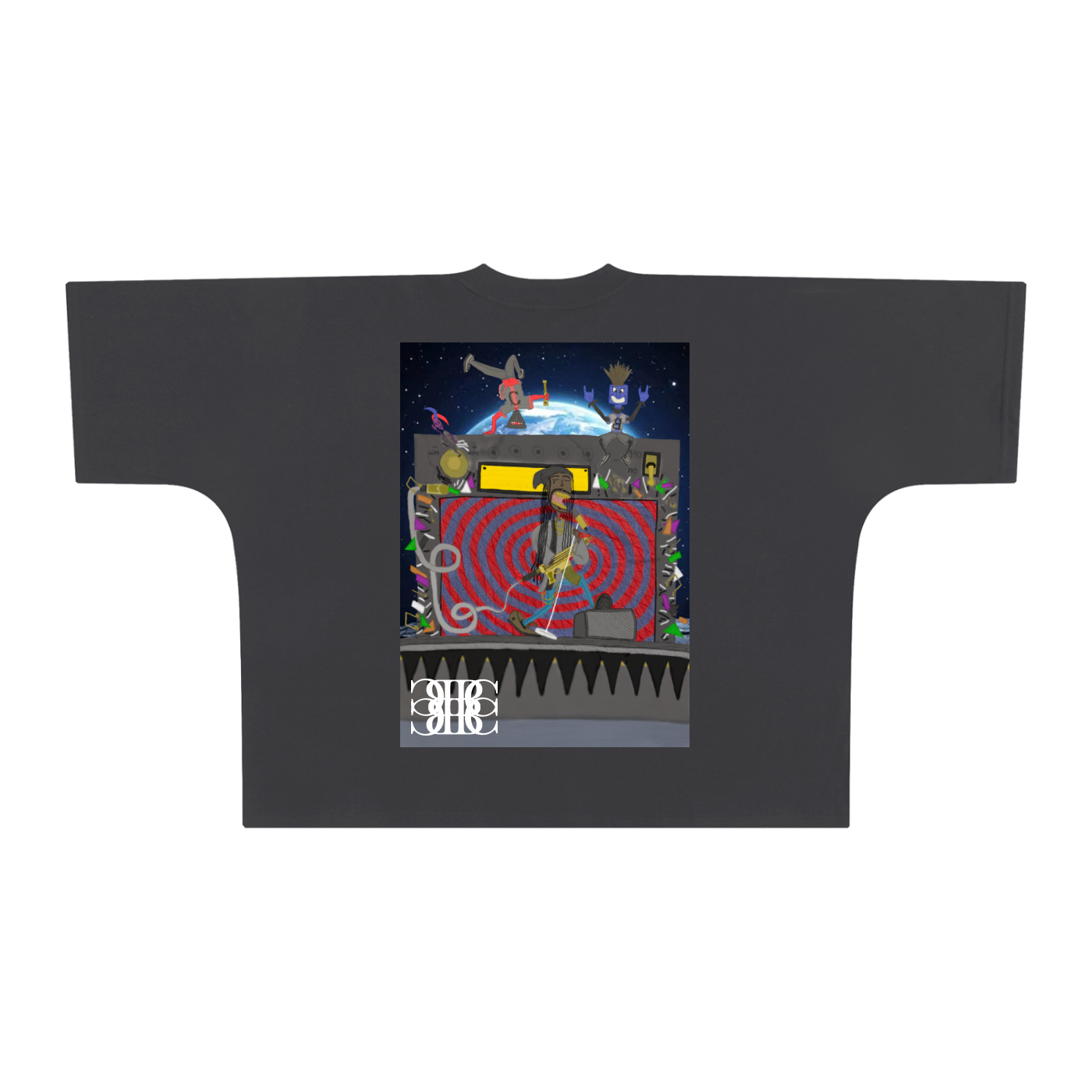 Beau Chaos Unisex "MoonRock & BC Mirror" Logo Oversized One-Piece Boxy T-Shirt
