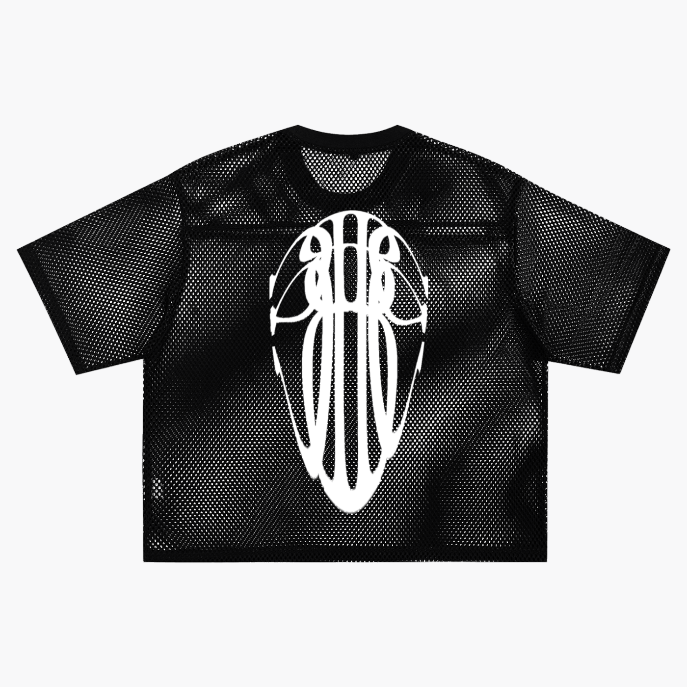 Beau Chaos Unisex "Tall & Wide Stretch" Logo See-through Boxy Net T-Shirt